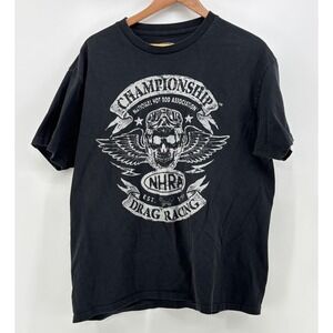 NHRA T-Shirt Mens XL  Black Graphic Drag Racing Skull